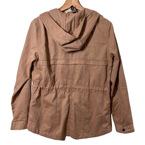 H&M Divided Dusty Pink Mauve Utility Jacket Lightweight Cotton Zip Front Hoodie - Picture 3 of 13